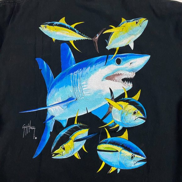 Vintage Guy Harvey Great White Shark Fish T Shirt Mens Large Nature Wildlife - Picture 7 of 11